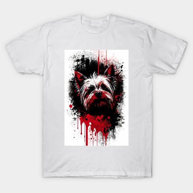 Yorkshire Terrier Ink Painting T-Shirt by TortillaChief